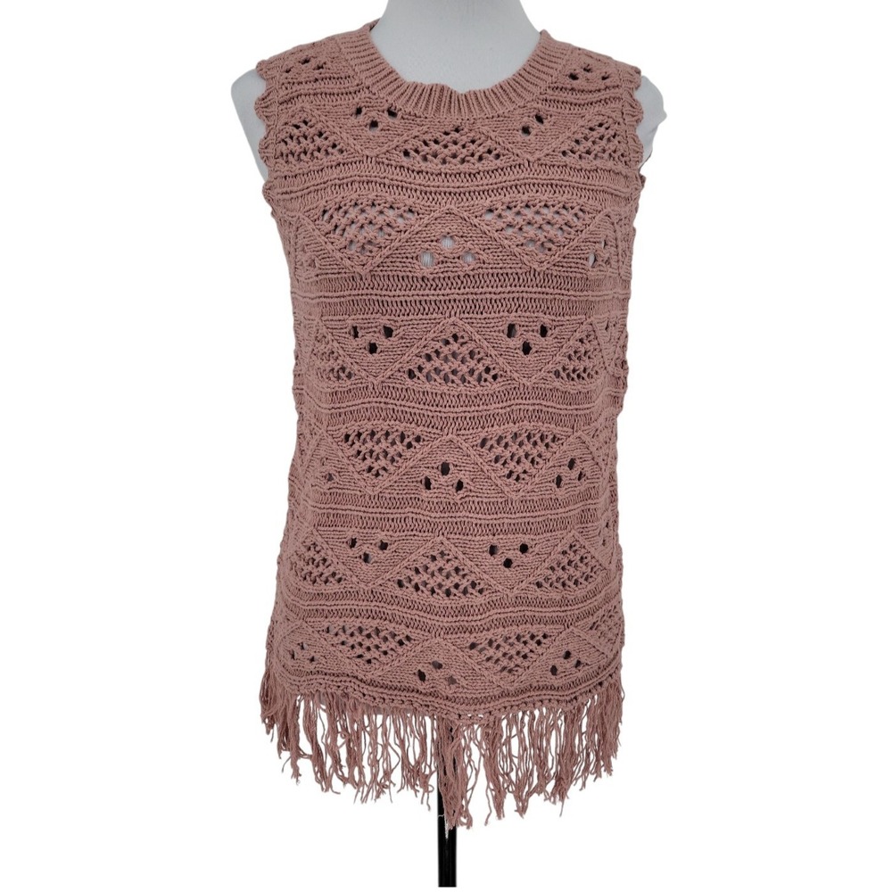 Another Love Bodhi Crochet Top Fringe Boho Beachy Coastal Cowgirl Cottage Size M